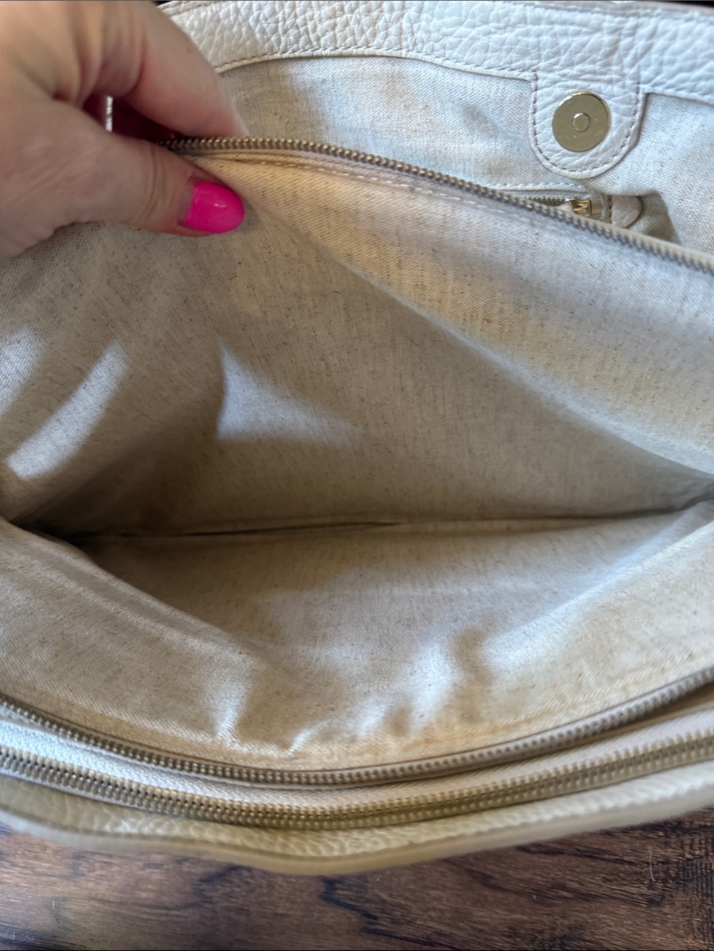 Mark & Graham Cream Leather Tote - Picture 9 of 16